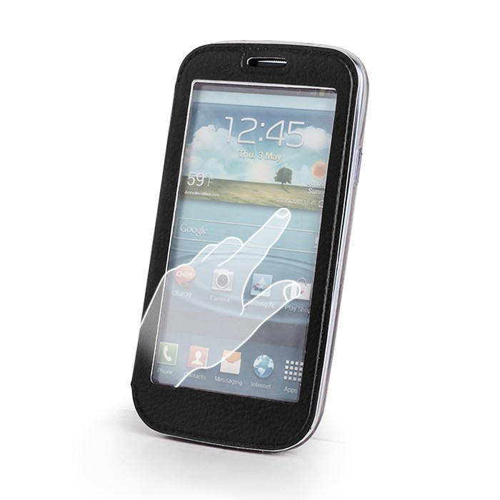 Husa flip smart pentru iPhone 5/5S cu fereastra Alb cartuseria.ro