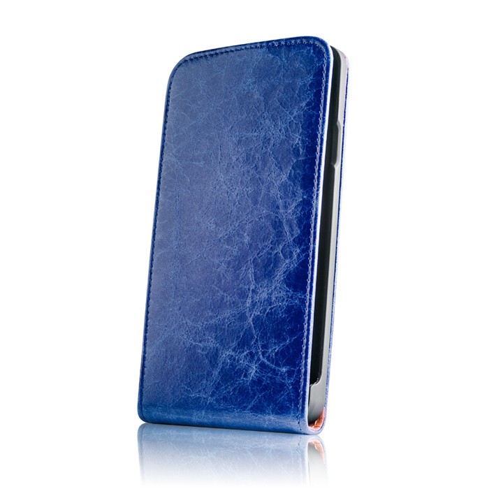 Husa Flip Exclusive pentru iPhone 6 Plus confectionata din piele Albastru