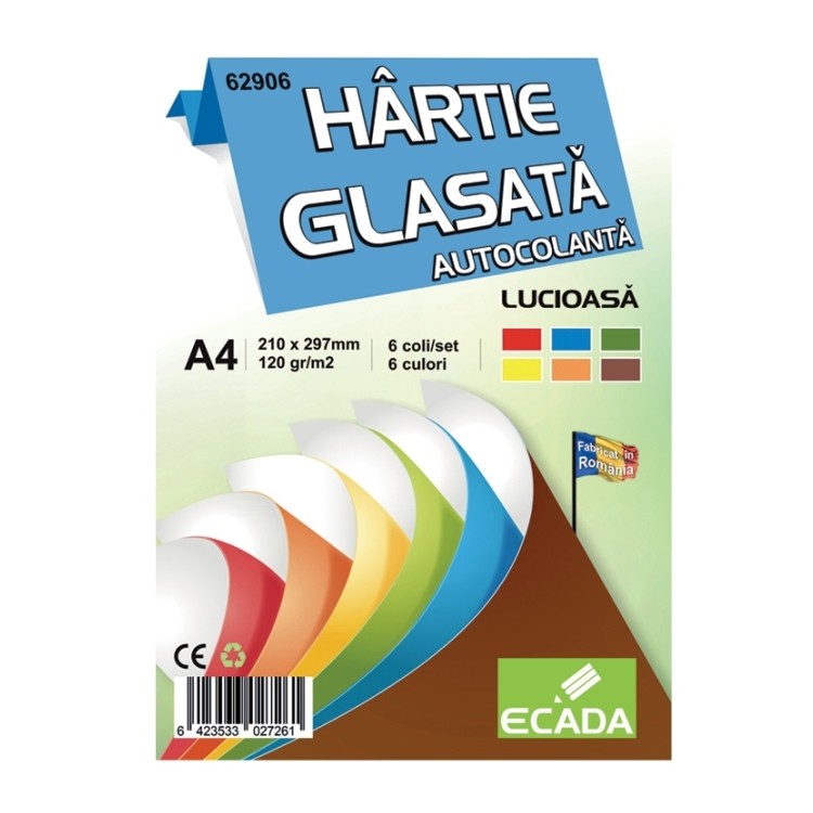 Hartie glasata autocolanta A4 6 culori/set cartuseria.ro