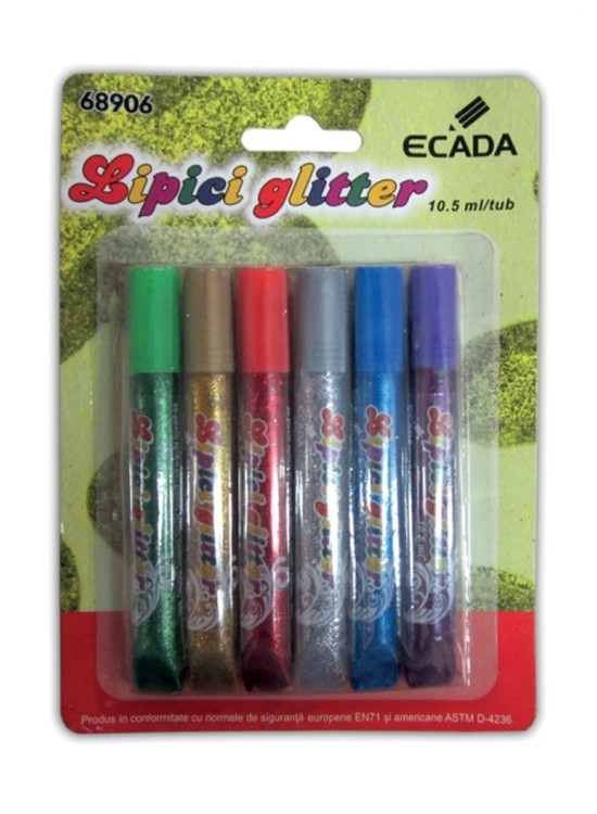 Lipici cu sclipici Glitter Ecada – set 6 bucati articole