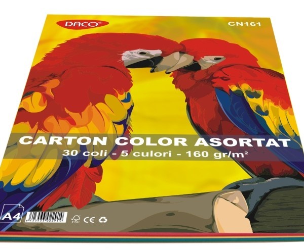 Carton color A4 160g 30 coli 5 culori Daco cartuseria.ro imagine 2022 cartile.ro