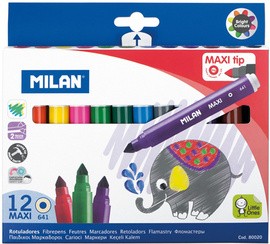 Carioci 12 culori Maxi Milan la set cartuseria.ro imagine 2022 depozituldepapetarie.ro
