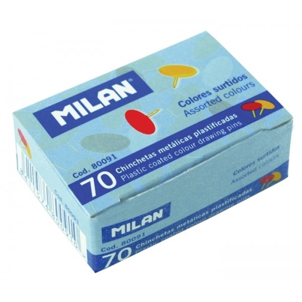 Pioneze colorate, cutie 70 bucati Milan cartuseria.ro imagine 2022 depozituldepapetarie.ro