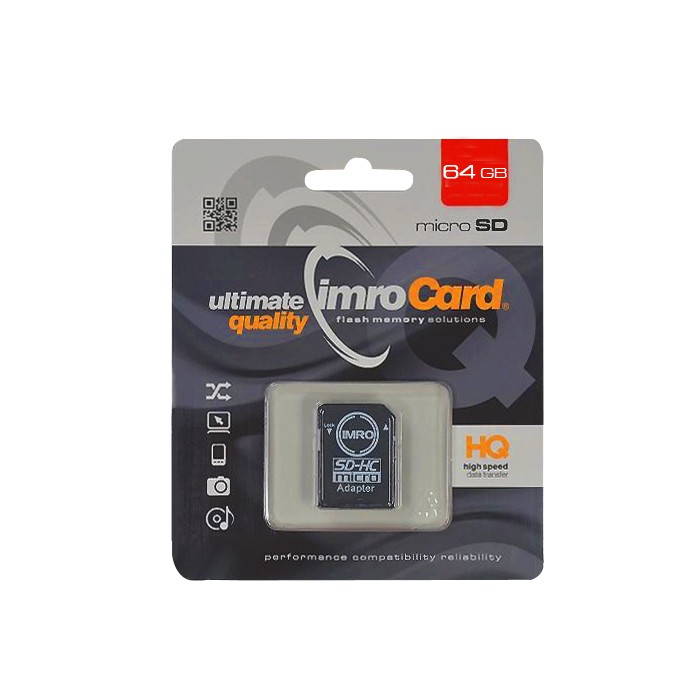 Card IMRO MicroSD HC 64 GB clasa 10 cu adaptor SD cartuseria.ro poza 2021