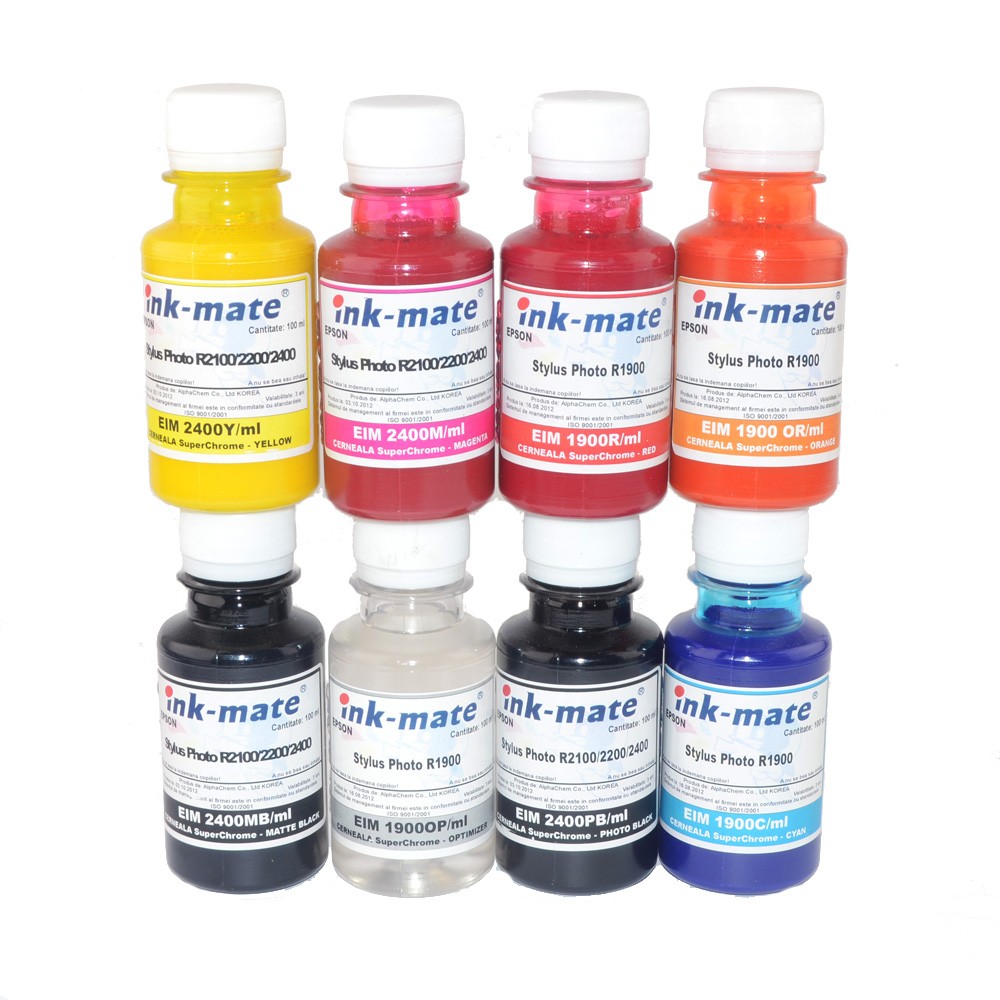 Cerneala SuperChrome pigment pentru Epson R1900 R2000 set 8 culori 1000 ml
