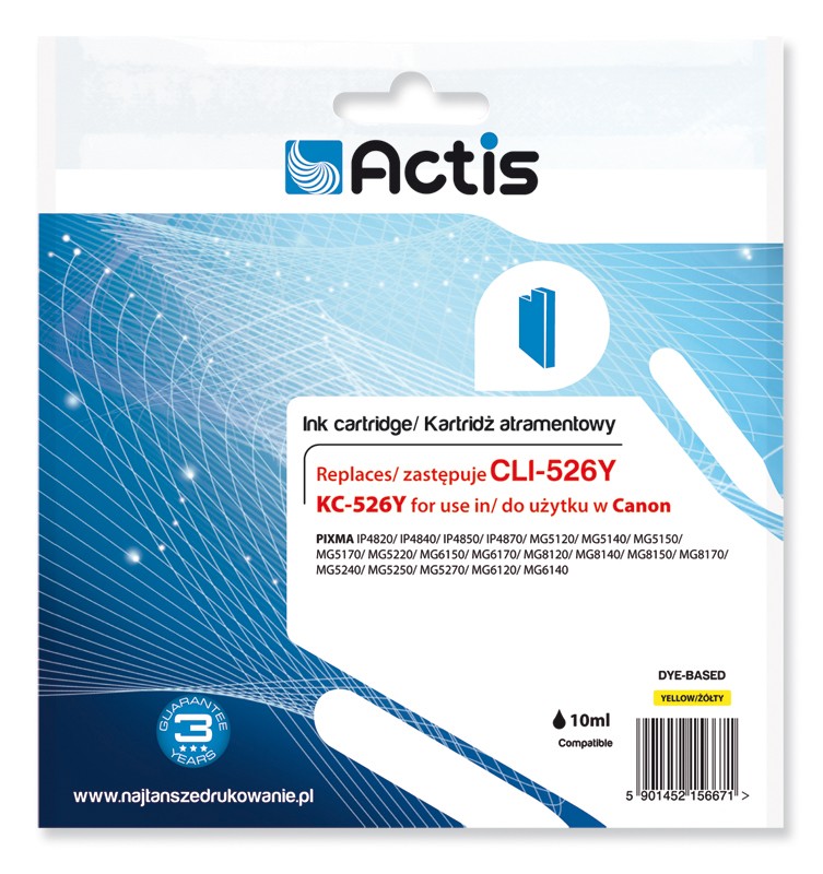Cartus compatibil CLI-526Y Yellow pentru Canon Actis