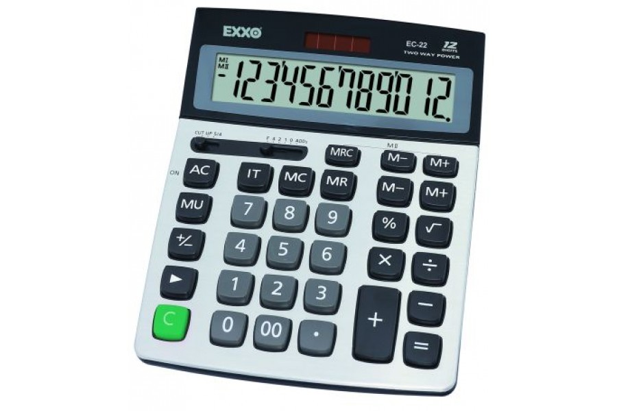 Calculator mare Exxo 12 digit, alimentare duala cartuseria.ro imagine 2022 cartile.ro