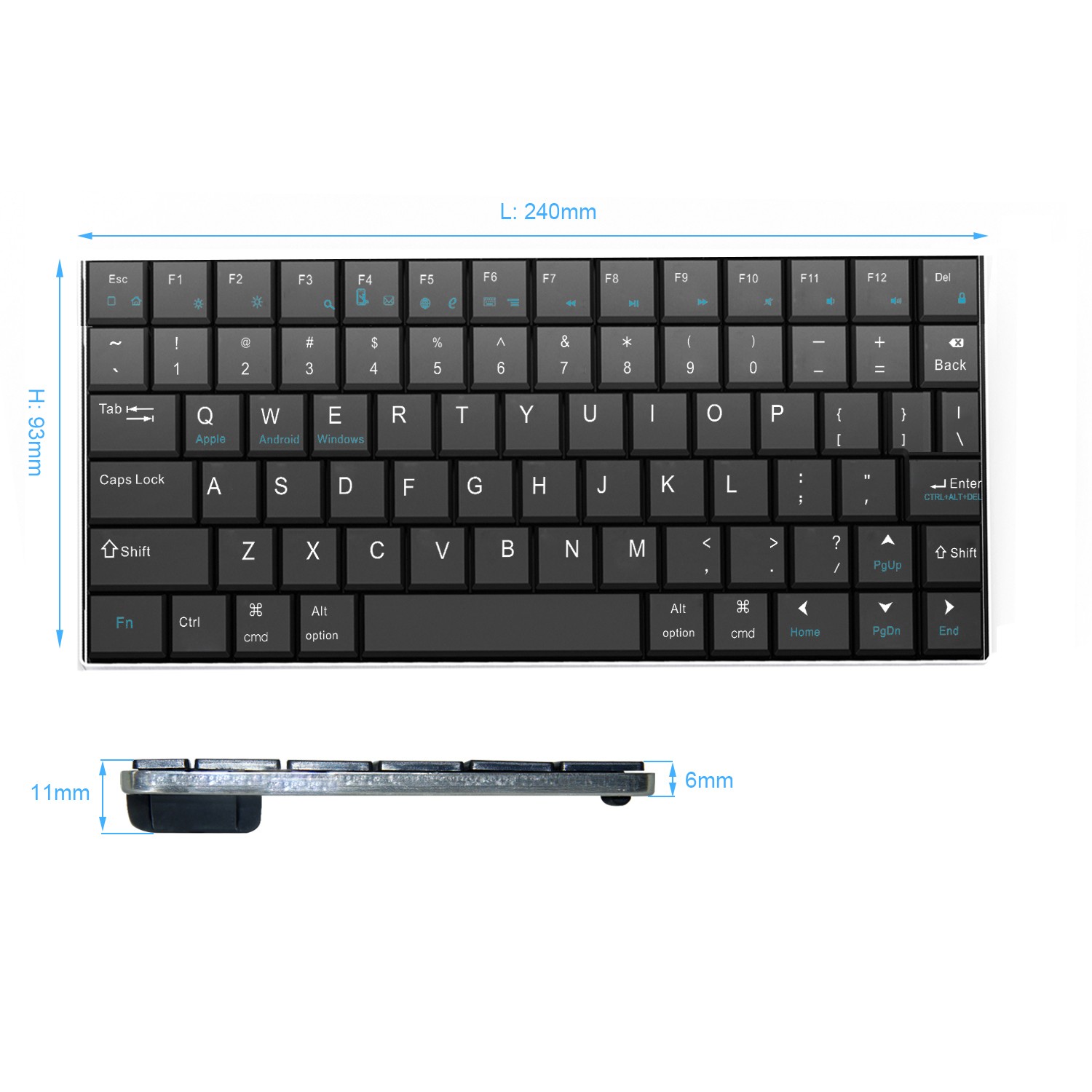 Mini tastatura bluetooth Rii ultra slim 5.8 mm Alb - imagine 7