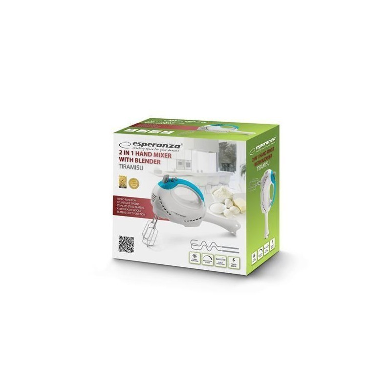 Mixer de mana cu blender 2 in 1, 300W, 5 viteze, Esperanza Tiramisu - imagine 5