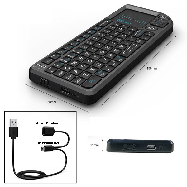 Mini tastatura wireless Smart TV, PC, tableta, Xbox 360, PS3, cu touchpad Rii X1 - imagine 6