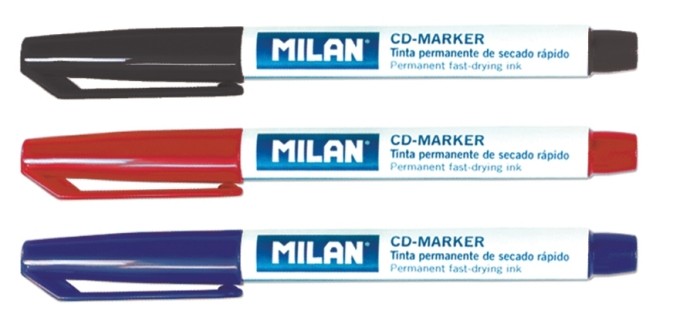 Marker CD/DVD, 3 culori, Milan Negru cartuseria.ro imagine 2022