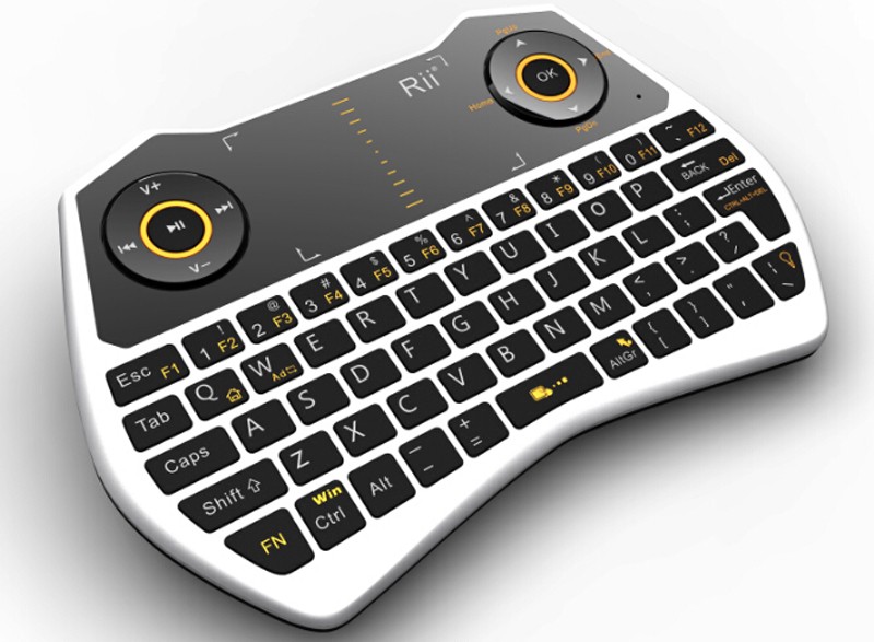 Mini tastatura Rii i28C, wireless, iluminata, touchpad, pentru Computer, Smart TV Alb alb