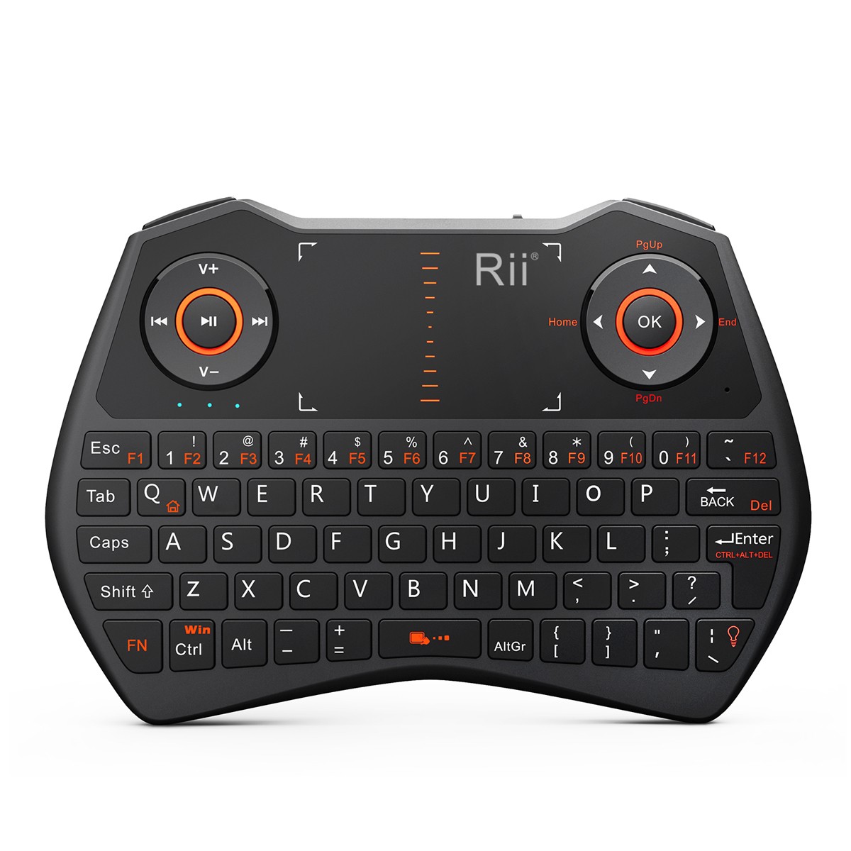 Mini tastatura Rii i28C, wireless, iluminata, touchpad, pentru Computer, Smart TV Negru - imagine 8