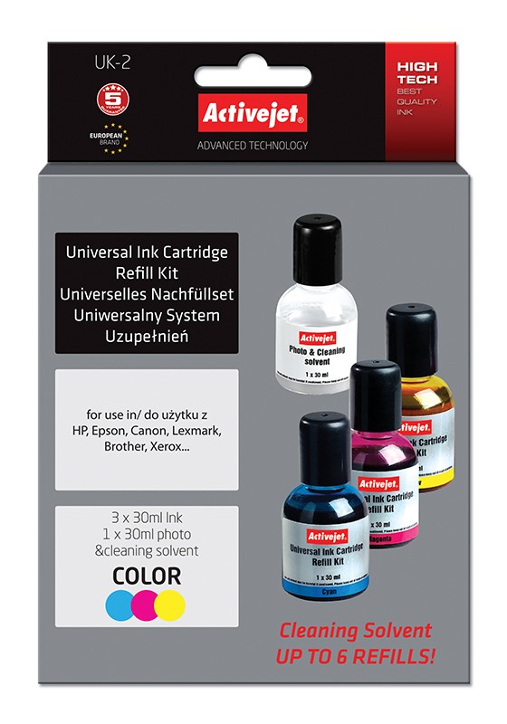 Kit universal de refill cerneala Color ActiveJet imagine 2022 depozituldepapetarie.ro