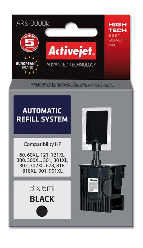 Sistem Kit automat de refill black pentru HP-300 HP-301 HP-901 ActiveJet ActiveJet imagine 2022 depozituldepapetarie.ro