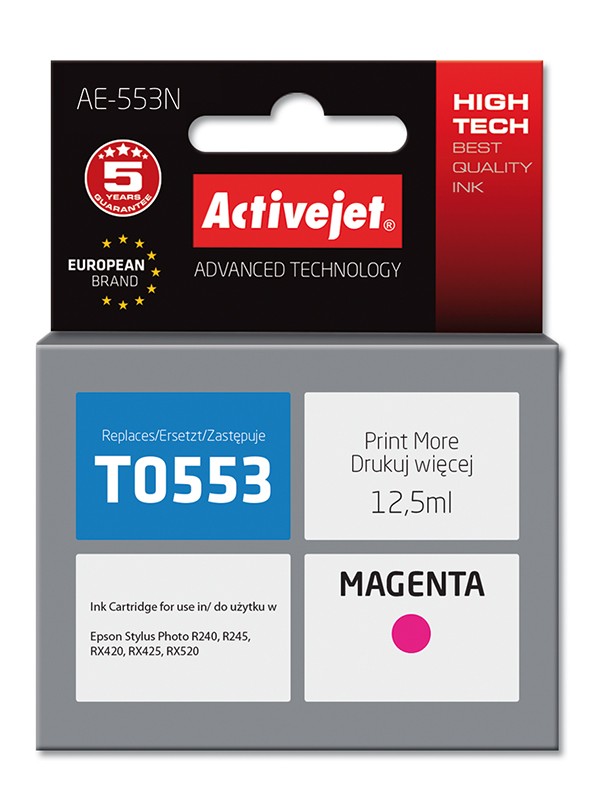 Cartus compatibil T0553 magenta pentru Epson C13T055140, Premium Activejet, Garantie 5 ani ActiveJet