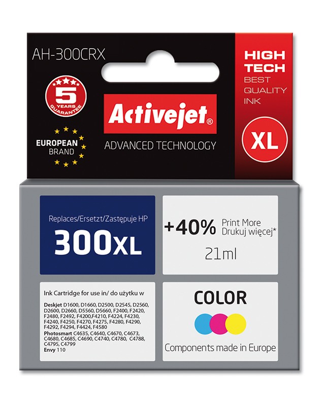 Cartus compatibil HP-300XL color pentru HP CC644EE, Premium Activejet, Garantie 5 ani