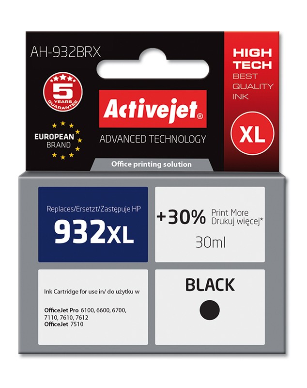 Cartus compatibil 932 XL Black pentru HP CN053AE, Premium Activejet, Garantie 5 ani ActiveJet imagine 2022