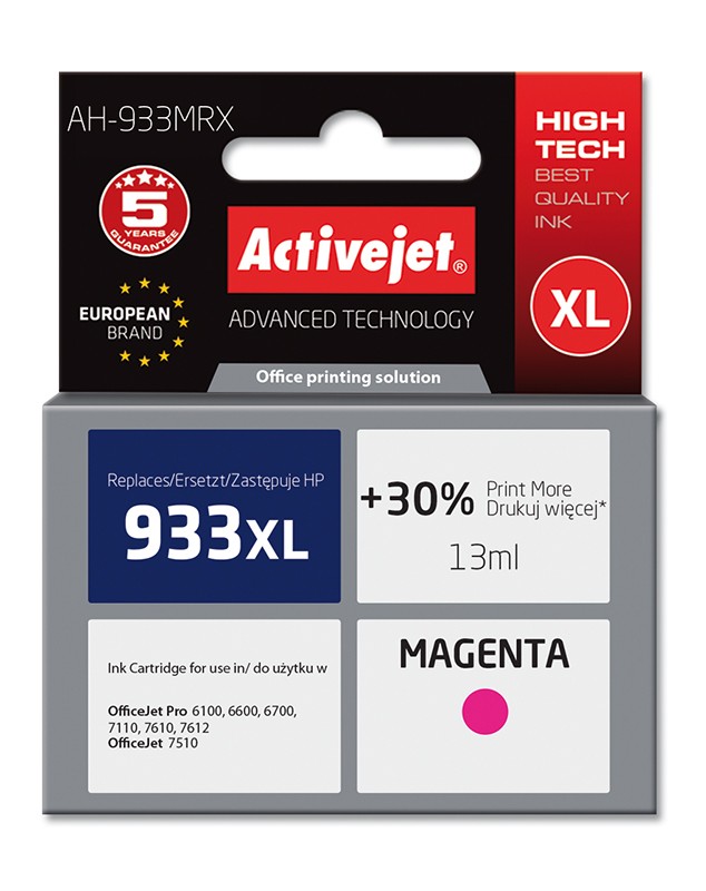 Cartus compatibil 933 XL magenta pentru HP CN055AE, Premium Activejet, Garantie 5 ani ActiveJet imagine 2022 cartile.ro