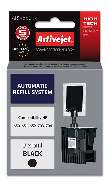 Sistem Kit automat de refill black pentru HP 650 HP 703 HP 704 ActiveJet ActiveJet poza 2021
