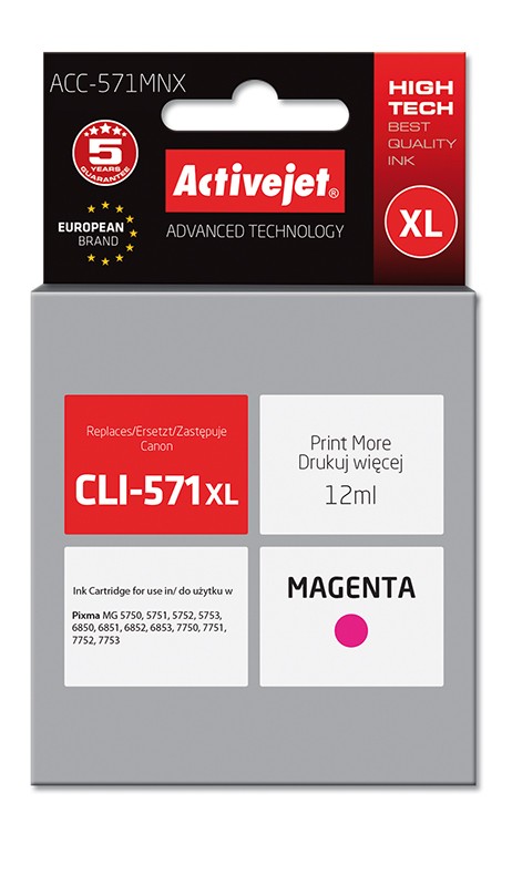 Cartus compatibil Canon CLI-571 Magenta XL, de capacitate mare ActiveJet