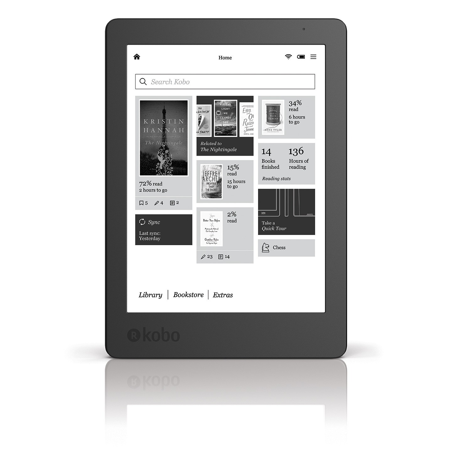 eBook Reader Kobo Aura, 4GB, 212 dpi, LED frontlight, Wi-fi, Negru 212