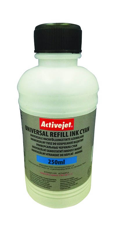 Cerneala refill color universala 250 ml Cyan ActiveJet imagine 2022 depozituldepapetarie.ro