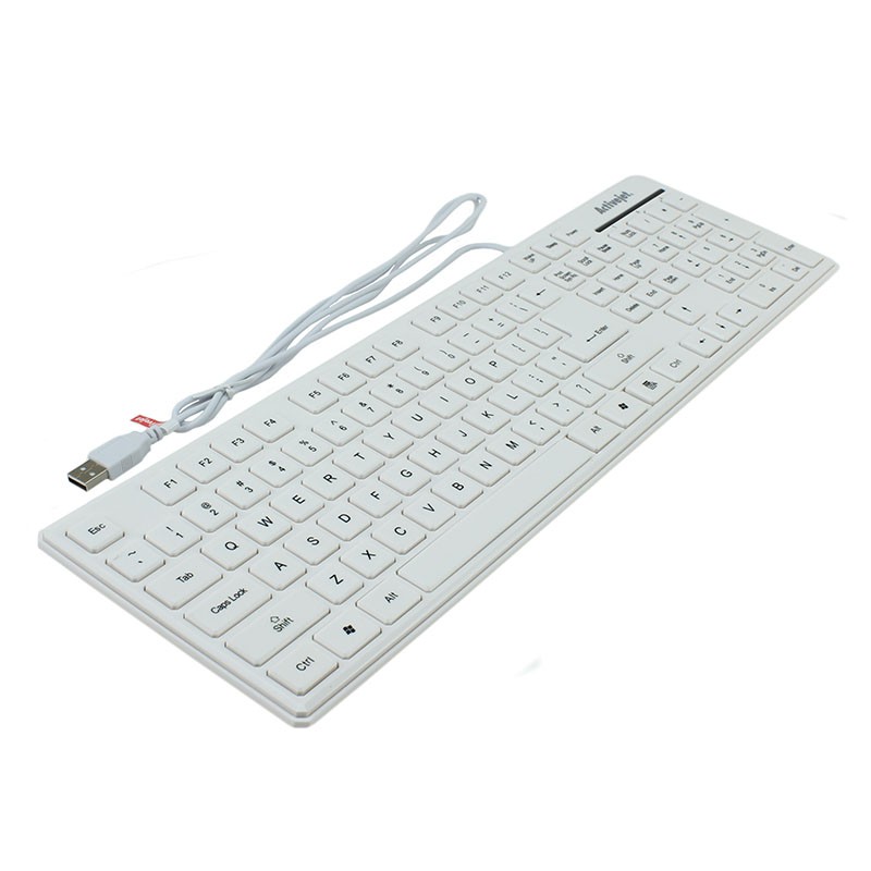 Tastatura slim interfata USB, cu fir, 107 taste, Activejet K-3016SW, Alb