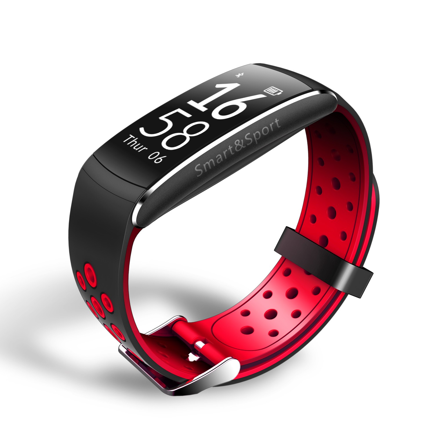 Bratara fitness Bluetooth, Android, iOS, OLED 0.96 inch, 3 functii, IP68, SoVogue Rosu - imagine 15