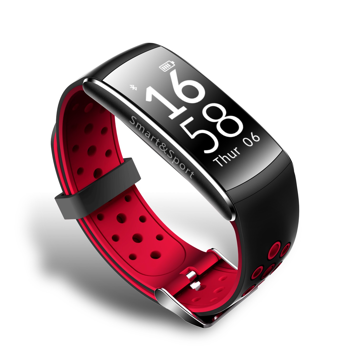 Bratara fitness Bluetooth, Android, iOS, OLED 0.96 inch, 3 functii, IP68, SoVogue Rosu - imagine 16