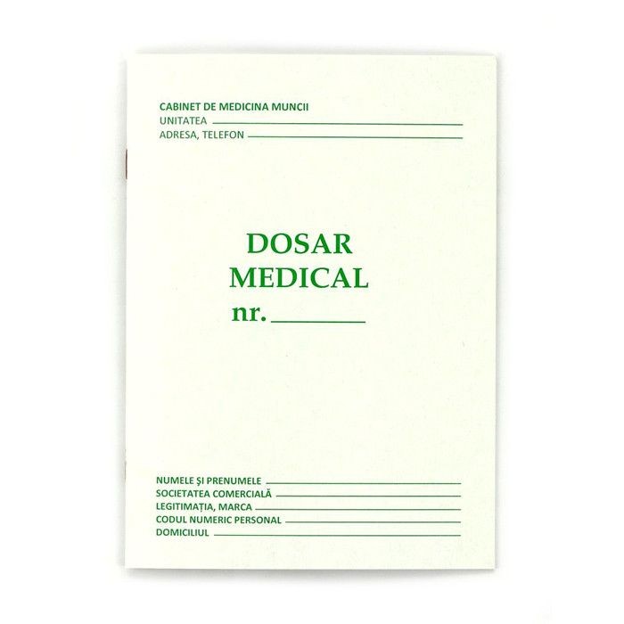 Dosar medical A5, 8 file, imprimare fata verso, orientare portret