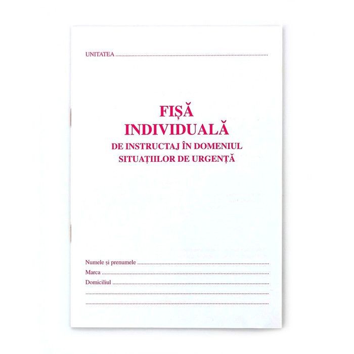 Fisa individuala PSI, format A5, carnet 8 file, fata verso
