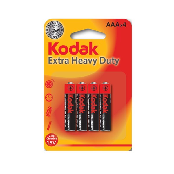 Baterii R3 AAA Kodak Clorura de Zinc, 1.5V, set 4 bucati 1.5V