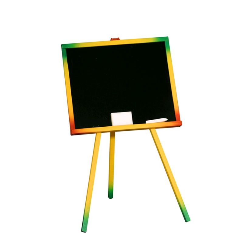 Tabla scolara neagra 48×82.5 cm, 2 accesorii, suport lemn color cartuseria.ro