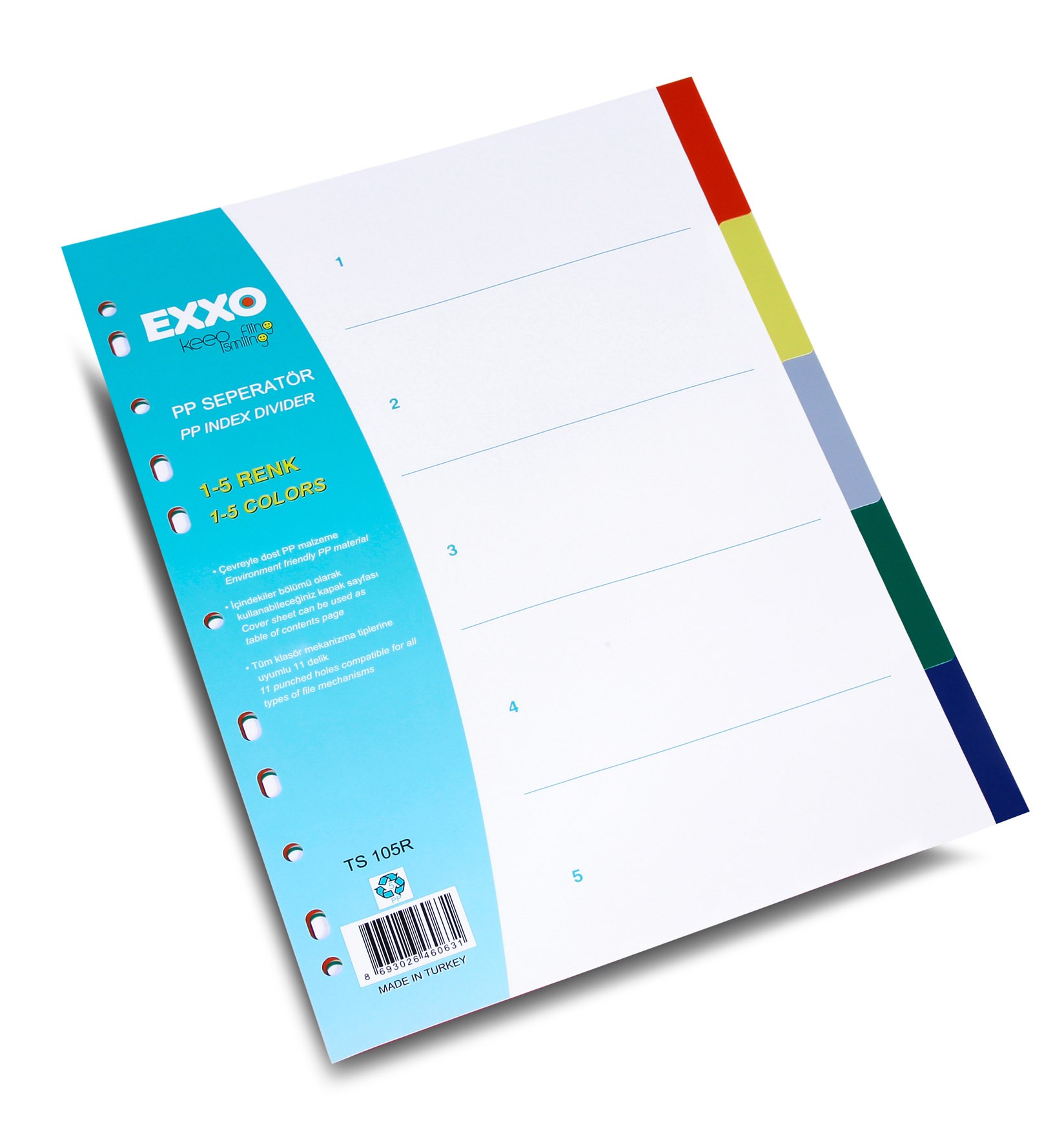 Separator colorat documente A4, cu perforatii, din plastic, Exxo 10 culori cartuseria.ro imagine 2022 depozituldepapetarie.ro