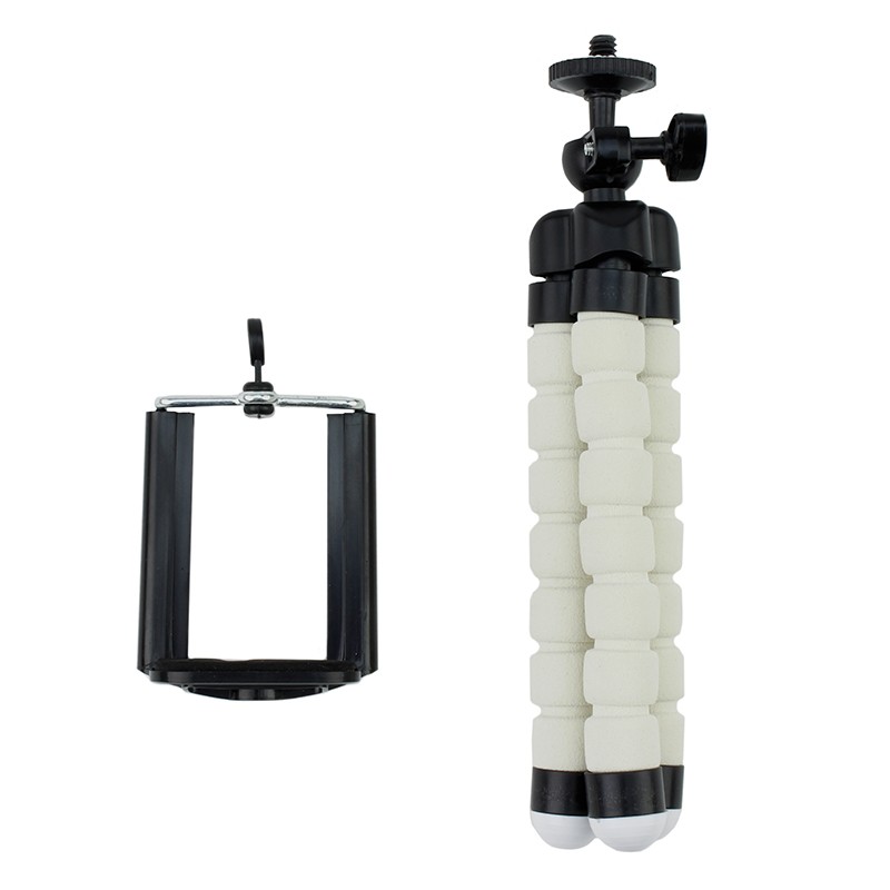 Mini trepied flexibil, reglabil 4 - 6 inch, pentru telefonul mobil Alb - imagine 12