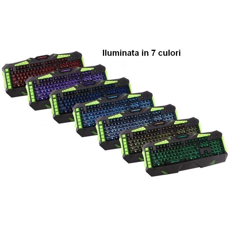 Tastatura gaming iluminata multicolor, USB, butoane multimedia, Esperanza Kestrel - imagine 7