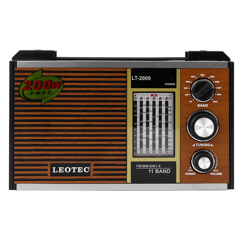 Radio retro, 11 benzi frecventa, Jack 3.5 mm, LED, control volum, Leotec 3.5