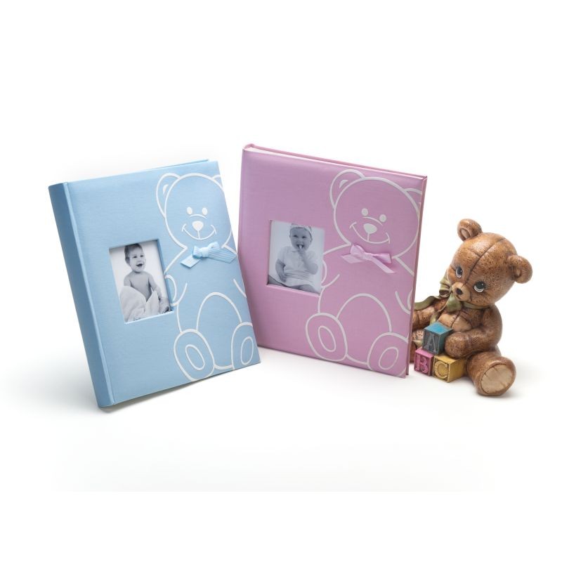 Album New Baby Bear, personalizabil, 240 foto autoadezive, textil, 29×32 cm Albastru cartuseria.ro