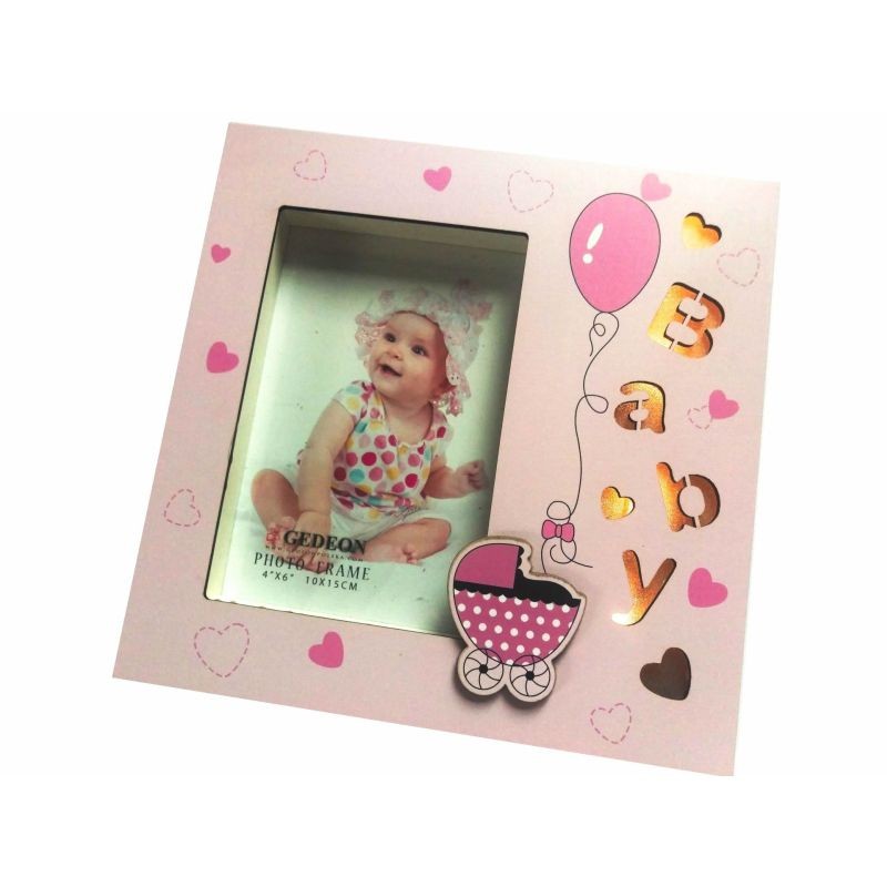 Rama foto Cute Baby, iluminata LED, format foto 10X15, metalica Roz - imagine 13