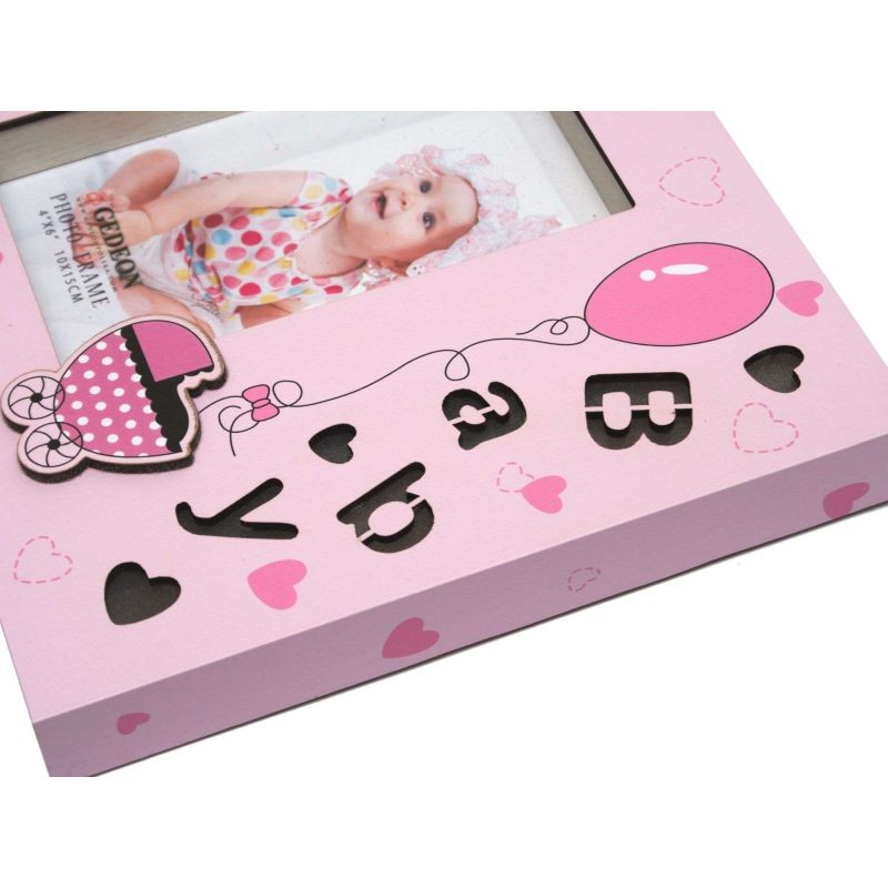 Rama foto Cute Baby, iluminata LED, format foto 10X15, metalica Roz - imagine 9