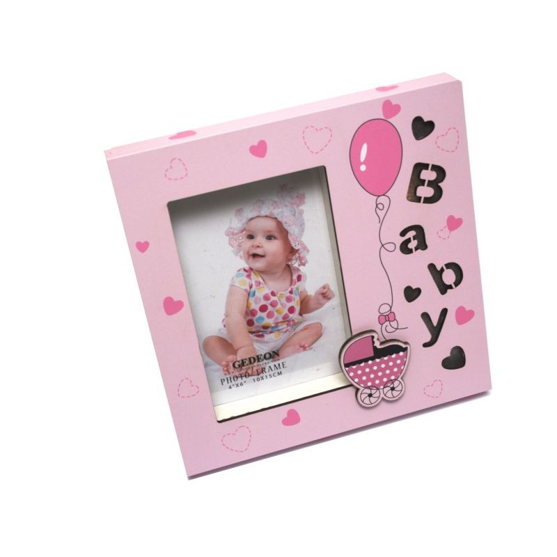Rama foto Cute Baby, iluminata LED, format foto 10X15, metalica Roz - imagine 10