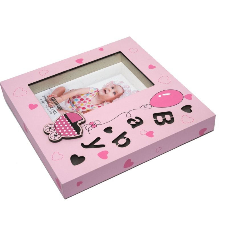 Rama foto Cute Baby, iluminata LED, format foto 10X15, metalica Roz - imagine 11