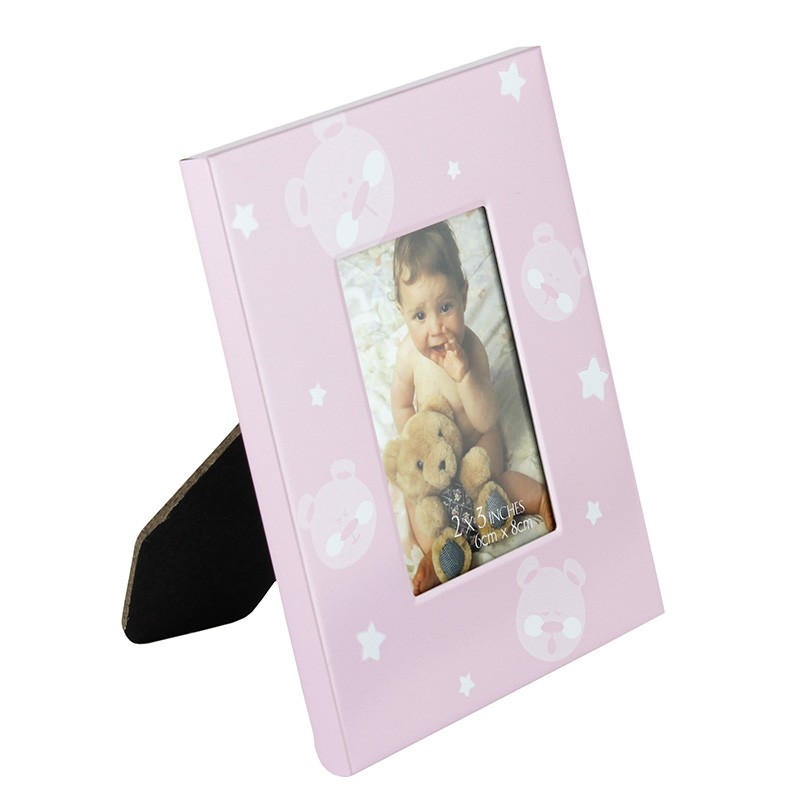 Rama foto Baby Teddy Bear, design ursulet si stelute, 6X8 cm, roz 6x8