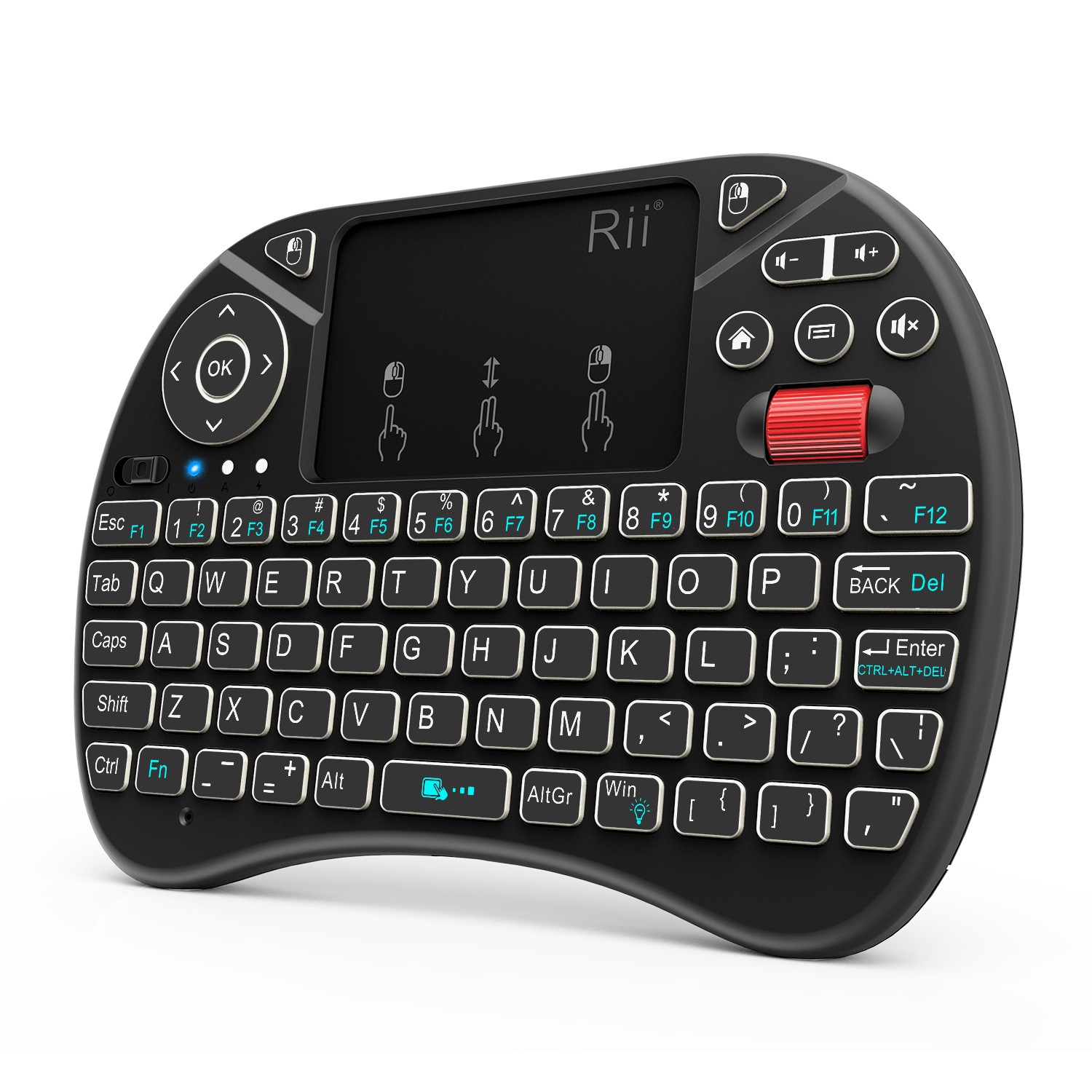 Mini tastatura wireless iluminata RGB, touchpad, scroll mouse, taste multimedia, Rii X8 - imagine 6
