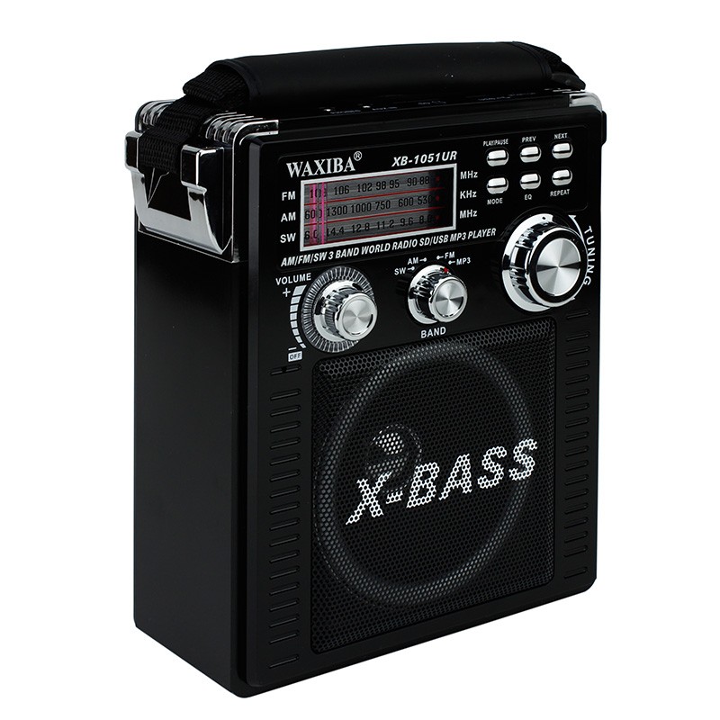 Radio portabil FM/AM/SW, MP3 player, slot USB SD, design retro, Waxiba Boxe