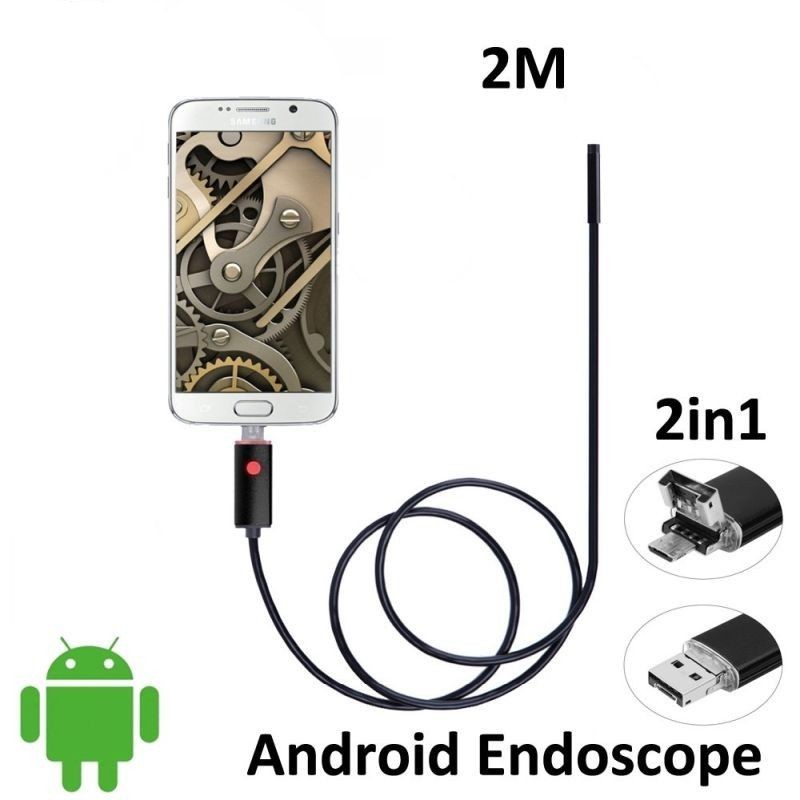 Camera endoscop HD 6 LED-uri, diametru 8 mm, Android PC, 1280×720 pixeli, IP67, 2 m cartuseria.ro