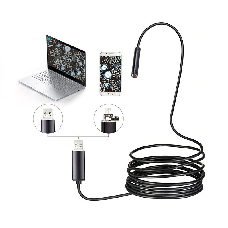 Camera endoscop foto/video, OTG, UVC, 6 LED-uri albe, IP 67, rezolutie 1600×1200