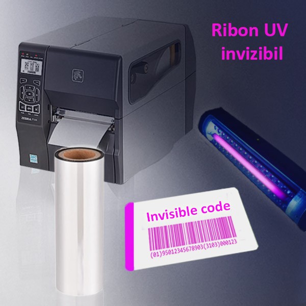 Ribon UV invizibil Magenta pentru imprimante termice, latime 110 mm, diametru 25 mm cartuseria.ro