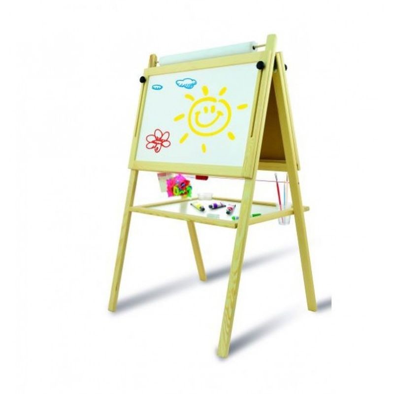Tablita pentru copii, 2 fete scriere, 60×46 cm, suport lemn, accesorii incluse